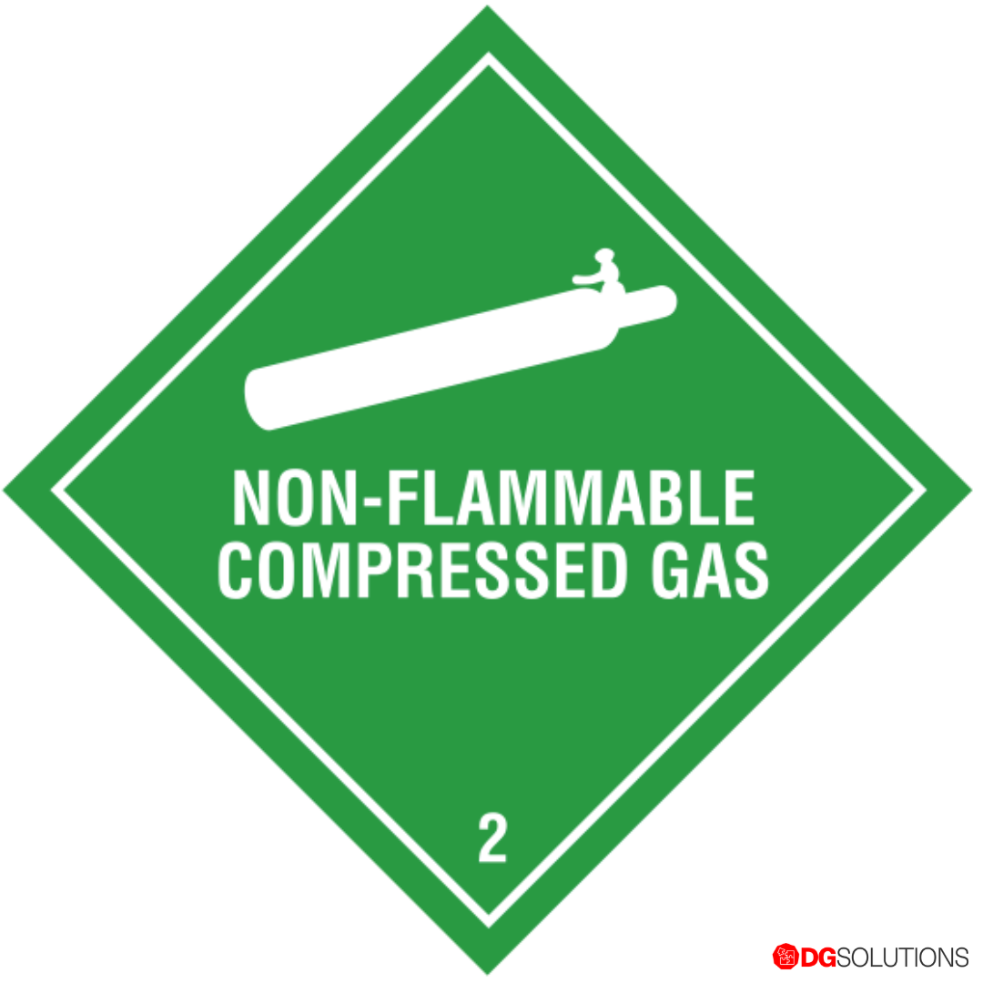 Class 2.2 Non-Flammable Gas Label – 100mm x 100mm, Roll of 500 for Dangerous Goods Compliance
