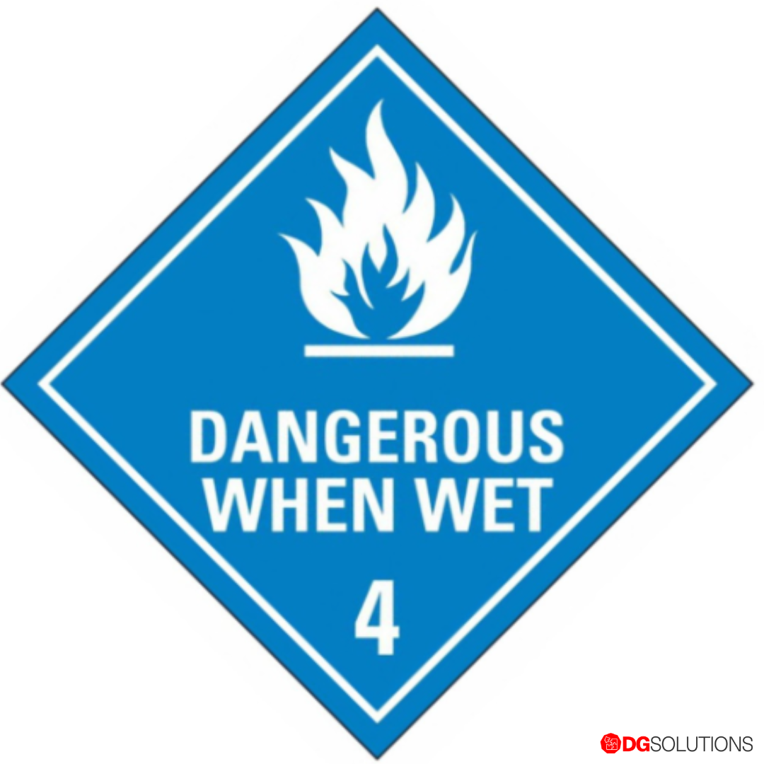 Class 4.3 Dangerous When Wet Label – 100mm x 100mm, Roll of 500