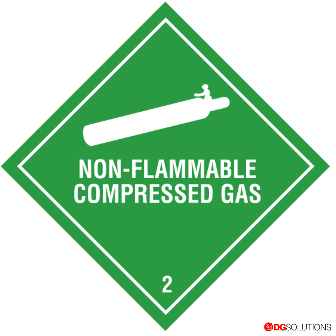 Class 2.2 Non-Flammable Gas Container Label – Compliant DG Placard