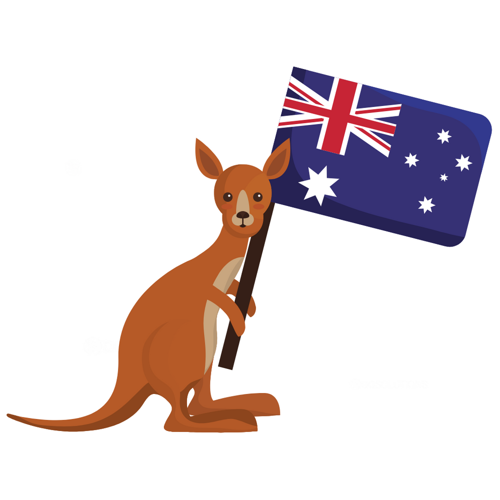 Kangaroo holding a Flag