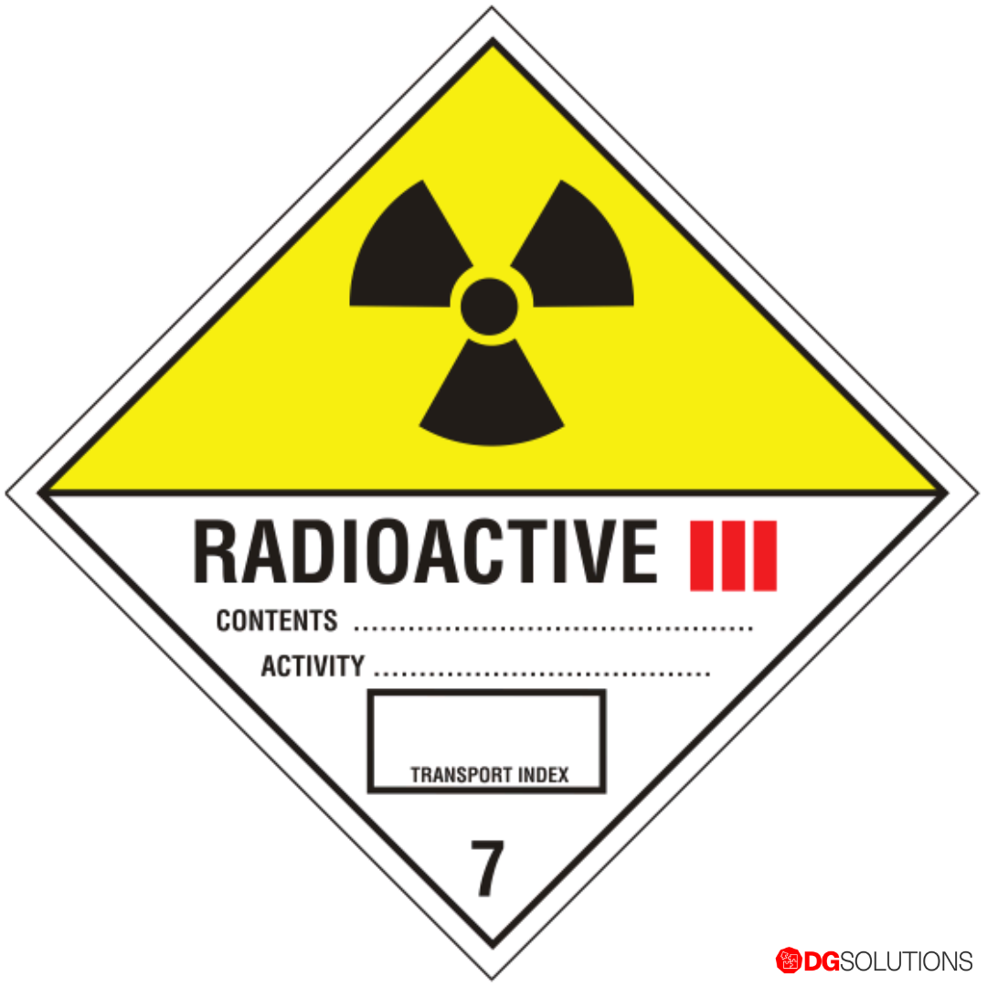Class 7 Radioactive Category III Label – 100mm x 100mm, Roll of 500