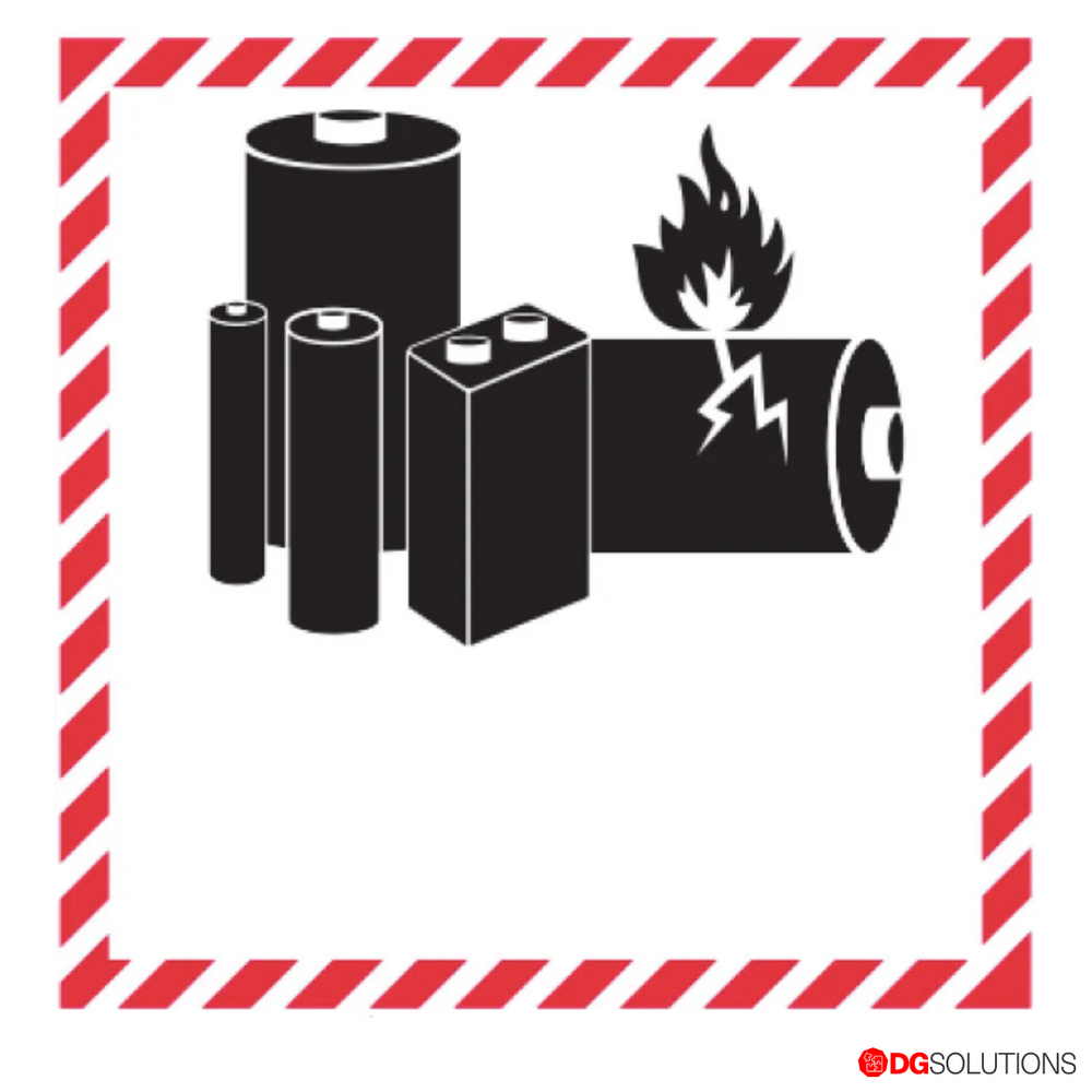 Lithium Battery Mark Label – 100mm x 100mm, Roll of 500